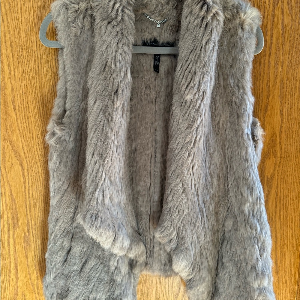 BCBG Maxazria Rabbit Fur Vest, size medium